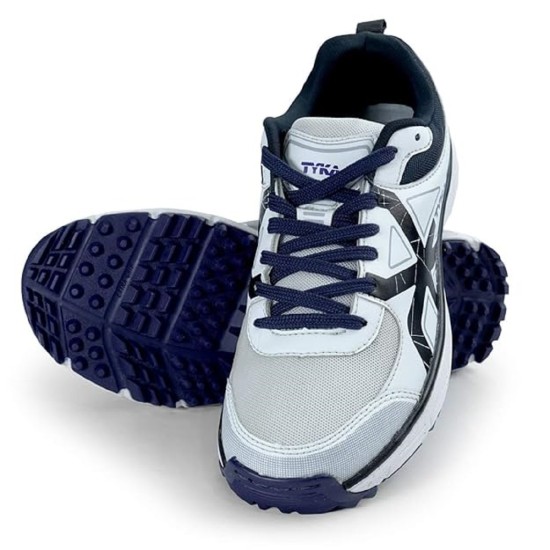TYKA STUNNER-160 RUBBER SPIKES CRICKET SHOES (WHITE NAVY) 