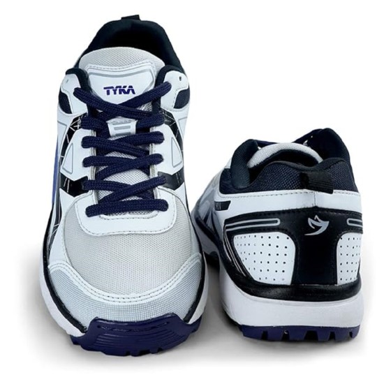 TYKA STUNNER-160 RUBBER SPIKES CRICKET SHOES (WHITE NAVY) 