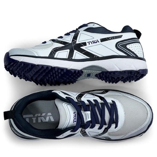TYKA STUNNER-160 RUBBER SPIKES CRICKET SHOES (WHITE NAVY) 