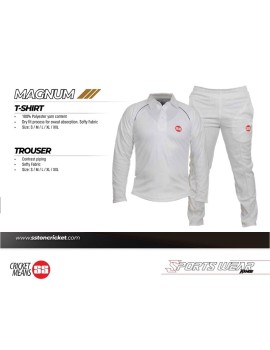 SS Magnum Full Sleeve Cricket T-Shirt and Track Pant Combo (Off White) 