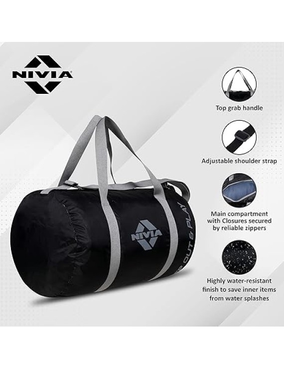 Nivia Enfold-01 Round Gym Bags (Black)