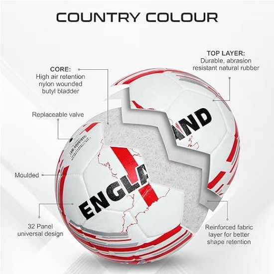 NIVIA COUNTRY COLOUR RUBBER MOULDED FOOTBALL BALLS (ENGLAND) 