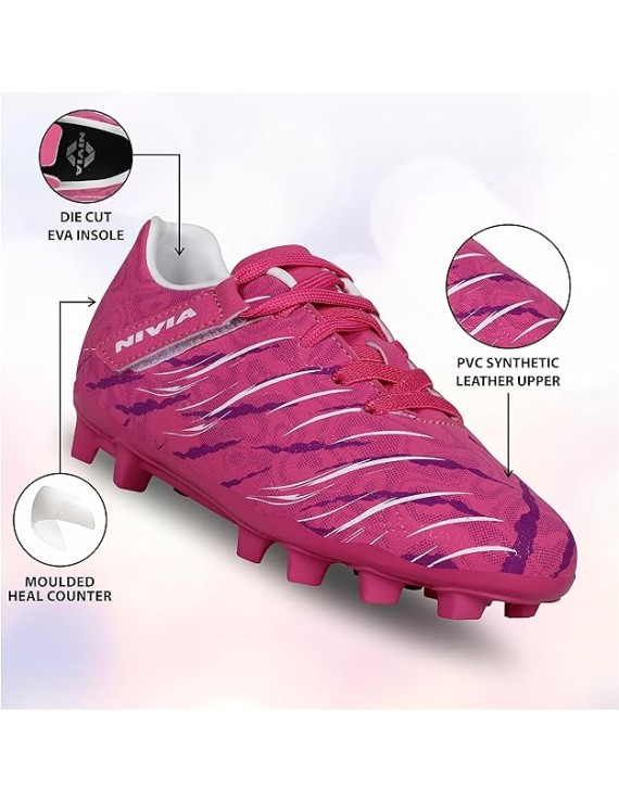 Nivia Carbonite 6.0 Football Shoes (Pink) 