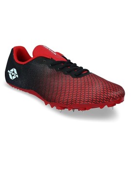 Nivia Stride 2.0 Athletic Spikes (Black Red)