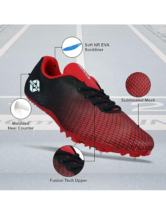 Nivia Stride 2.0 Athletic Spikes (Black Red)