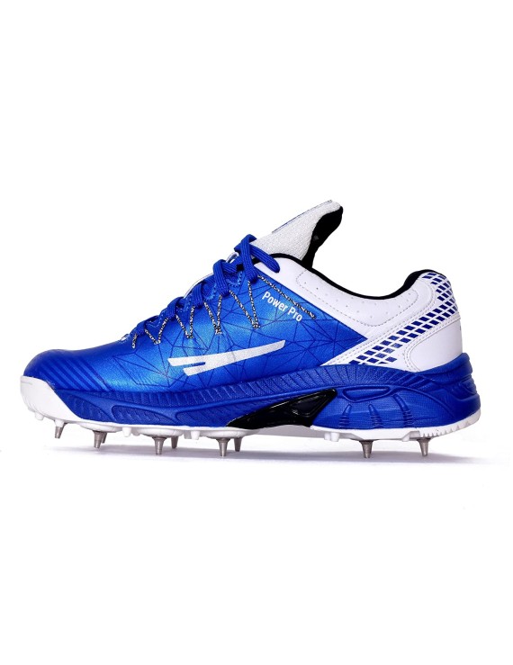 Sega Power Pro Metal Spikes Cricket Shoes (White Blue)
