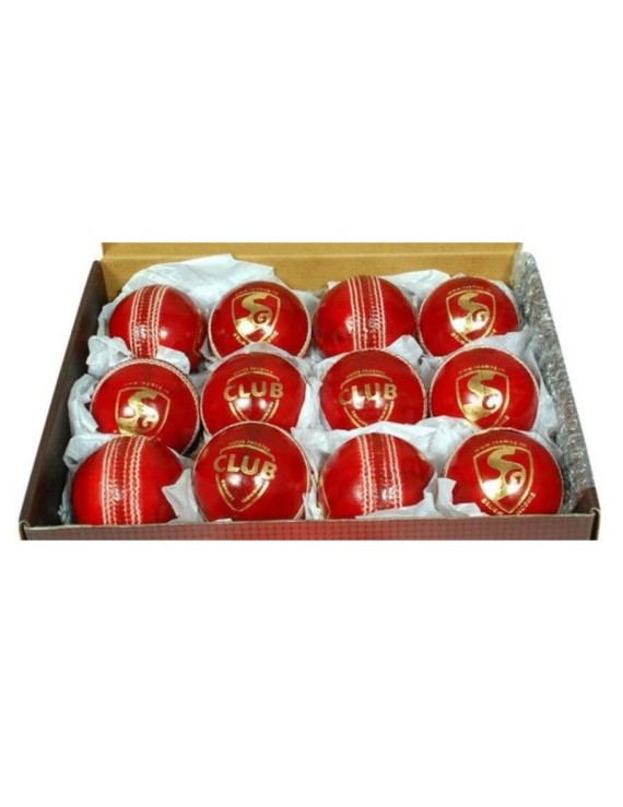 SG Club Four-Piece Cricket Leather Ball (Red)