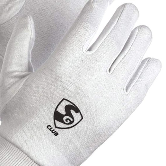 SG CLUB COTTON CRICKET BATTING INNER-GLOVES (WHITE) 