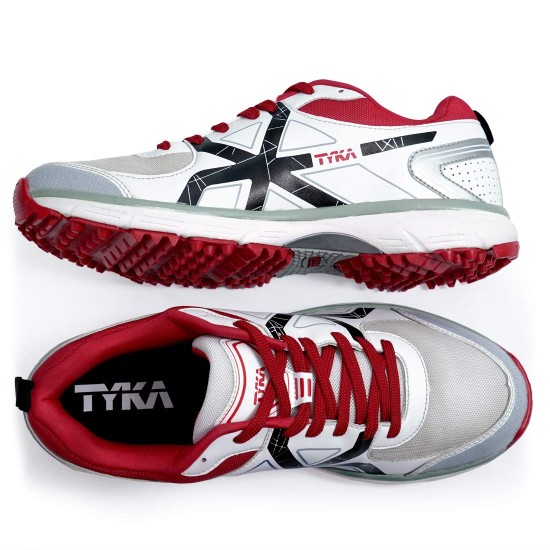 TYKA STUNNER-160 RUBBER SPIKES CRICKET SHOES (RED)