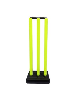 Fipco Heavy Duty Plastic  Cricket Wicket Stumps (Green3 Stumps , 2 Bails, 1 Stump Base)