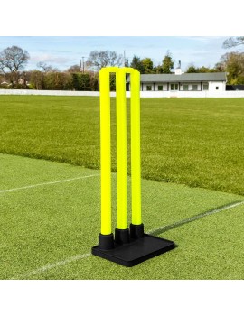 Fipco Heavy Duty Plastic Cricket Wicket Stumps (Green 3 Stumps , 2 Bails, 1 Stump Base)