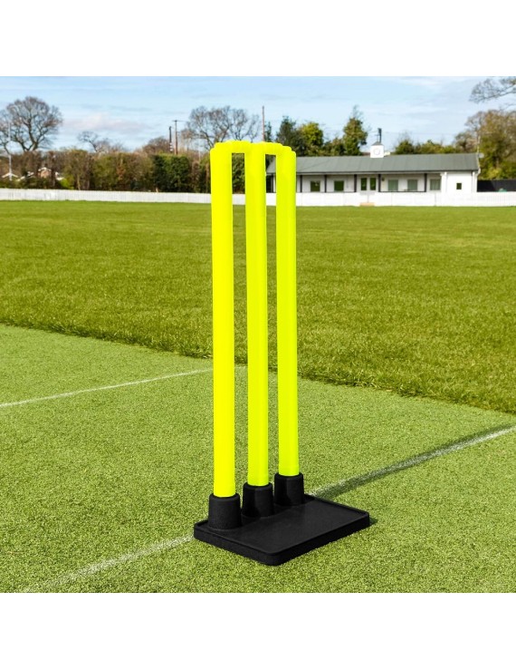 Fipco Heavy Duty Plastic Cricket Wicket Stumps (Green 3 Stumps , 2 Bails, 1 Stump Base)
