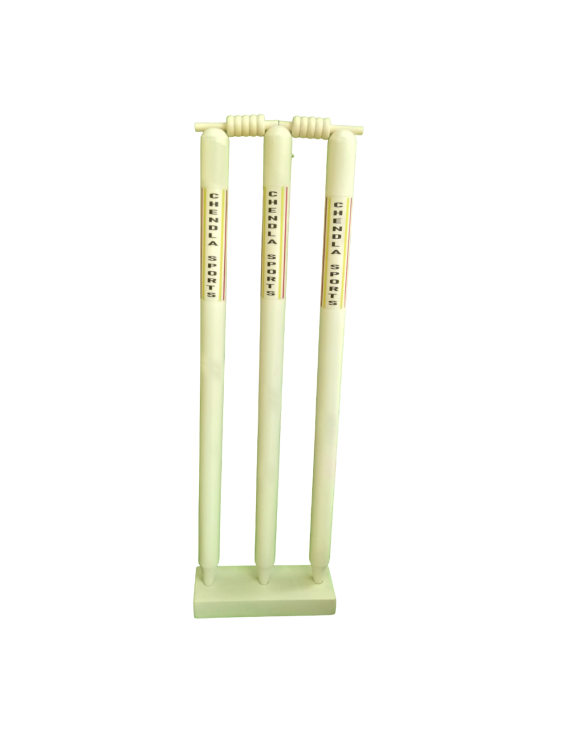 Chendla Sports Wooden Duco Finish Cricket Wicket Stumps (Set Of 3 Stumps, 1 Stand And 2 Bails)