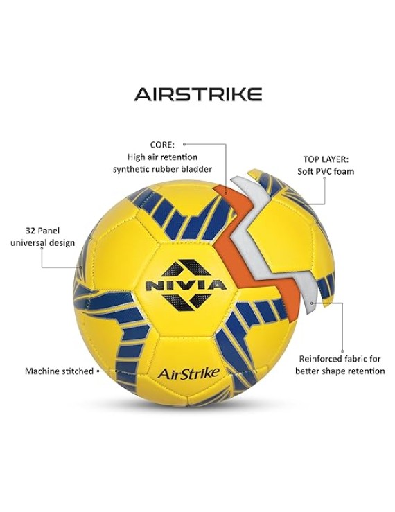 Nivia Air Strike Football Balls (Yellow) - Size 5
