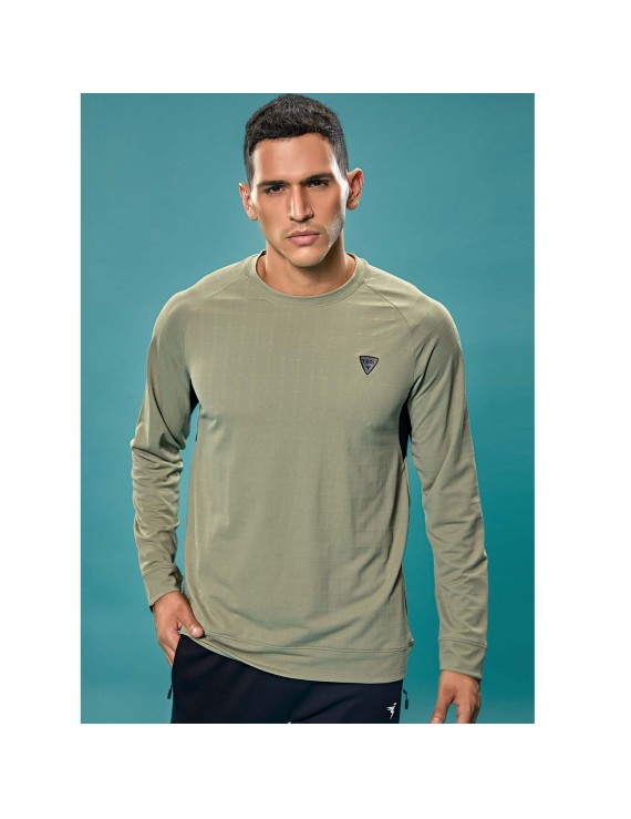 Technosport P708 Crewneck Full Sleeve Mens T-Shirt (Bay Leaf) 