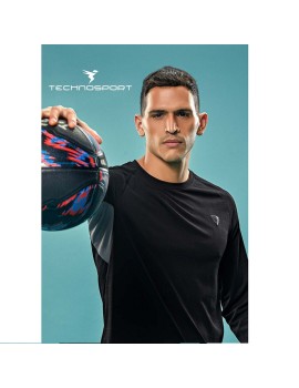 Technosport P708 Crewneck Full Sleeve Mens T-Shirt (Plain Black) 