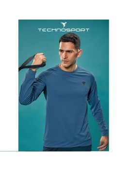 Technosport P708 Crewneck Full Sleeve Mens T-Shirt (Capri Blue)