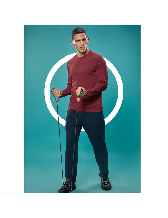 Technosport P708 Crewneck Full Sleeve Mens T-Shirt (Berry Red)