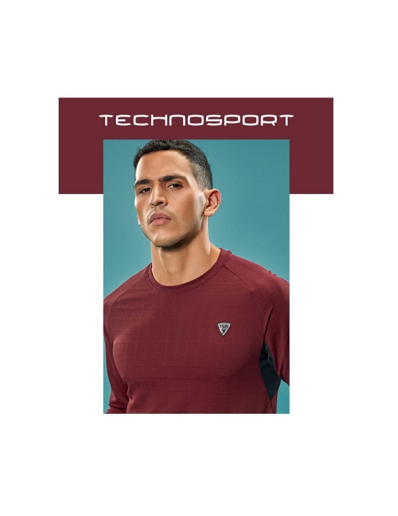 Technosport P708 Crewneck Full Sleeve Mens T-Shirt (Berry Red)