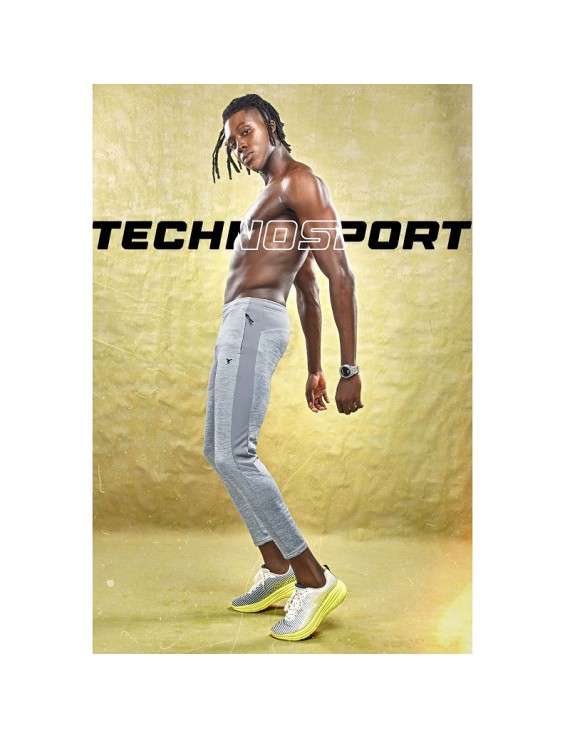 Technosport Or19 Melange Slim Fit Mens Track Pants (Grey)