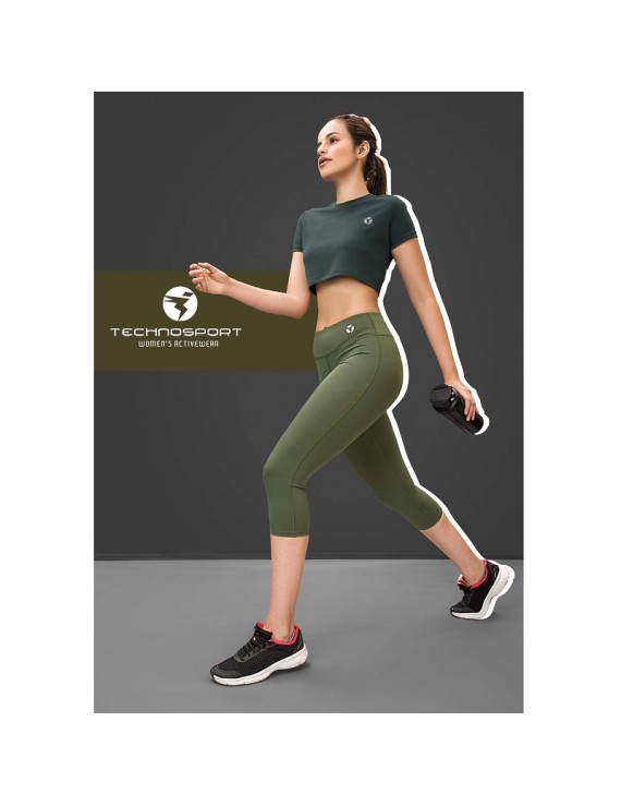 Technosport W127 Capri Womens Gym Tights (Beetel)