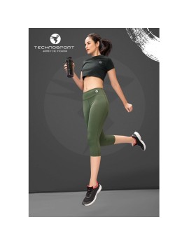 Technosport W127 Capri Womens Gym Tights (Beetel)