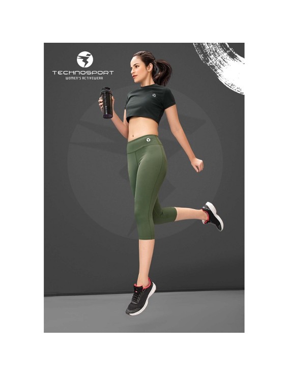 Technosport W127 Capri Womens Gym Tights (Beetel)