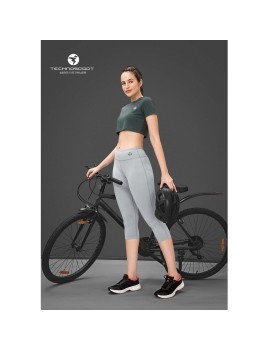 Technosport W127 Capri Womens Gym Tights (Sky Rocket) 
