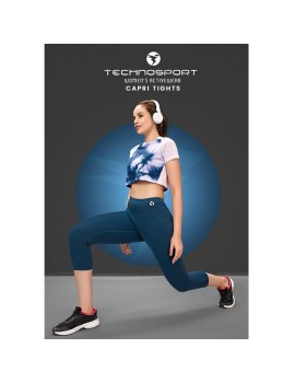 Technosport W127 Capri Womens Gym Tights (Indigo)