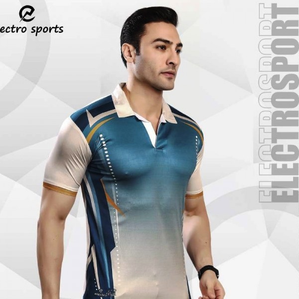 Buy Electro Sports Collar Neck Half Sleeve Mens T-Shirt (Sky Blue) at  lowest price online 