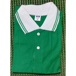 Plain Polo Cotton T Shirts With Collar - (Green with White Collar)