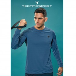 Technosport P708 Crewneck Full Sleeve Mens T-Shirt (Capri Blue)
