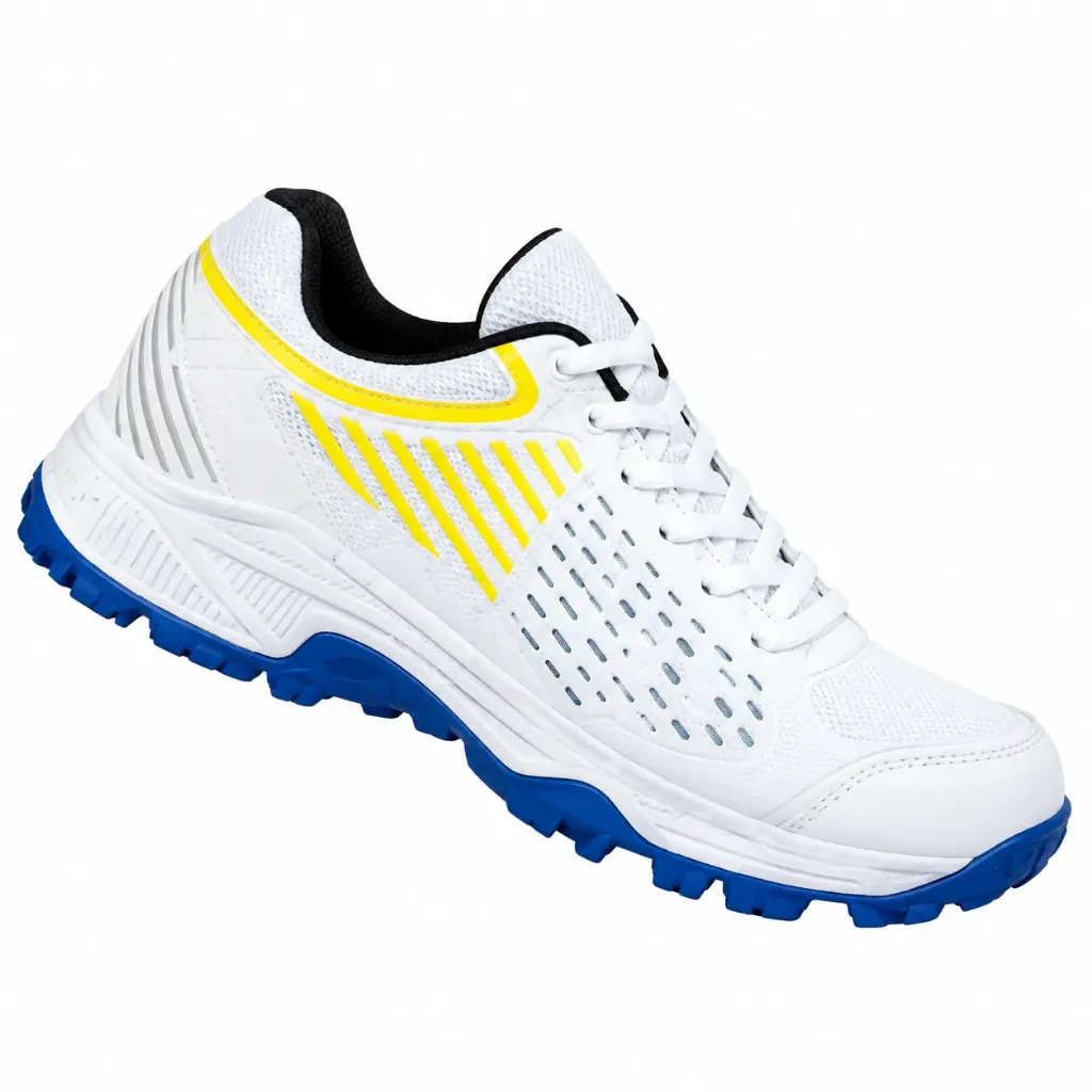 Sega Grace Rubber Spikes Cricket Shoes (White Yellow)
