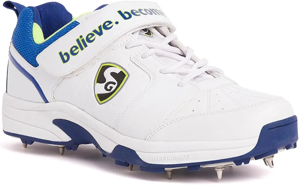 SG Sierra Metal Spikes Cricket Shoes (WHITE BLUE)