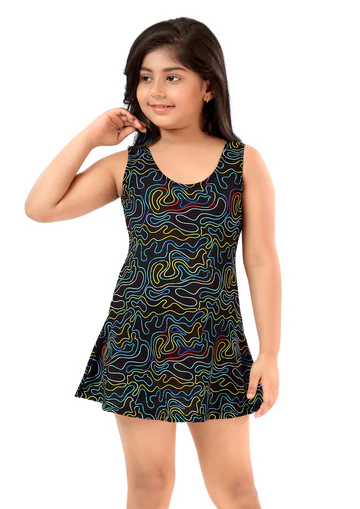Oceanic Dreamgirl Girls One Piece Skirt Swim Suit Kids Swimwear (Multi Color) (28)
