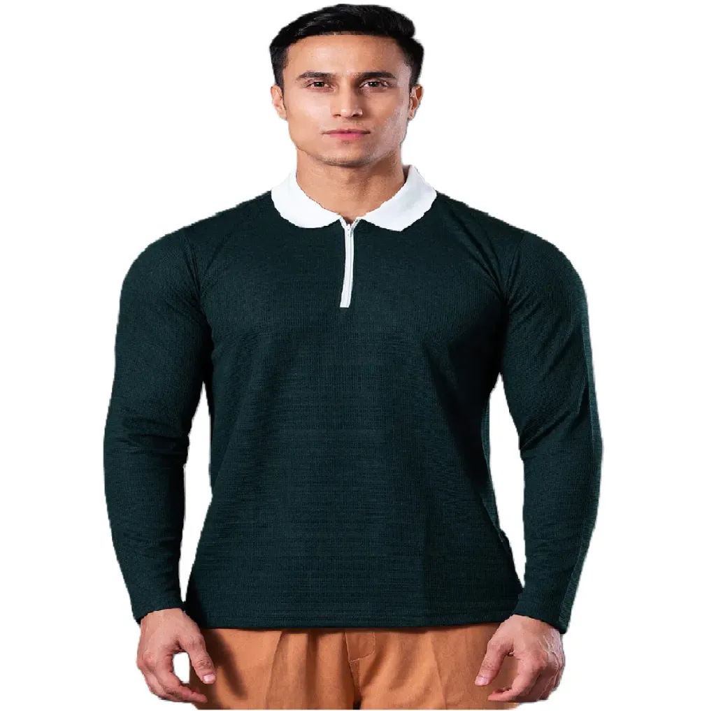 Cruisemax Sports Minimal Buzz Radiance Full-Sleeve Zip Polo T-Shirt (S)