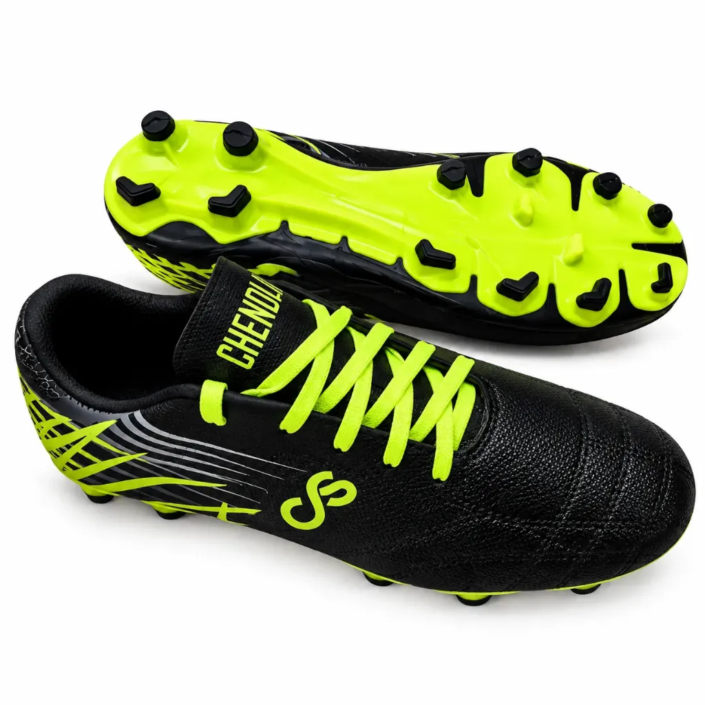 Chendla Football Shoes (Blue/Orange, UK-01 Kids)